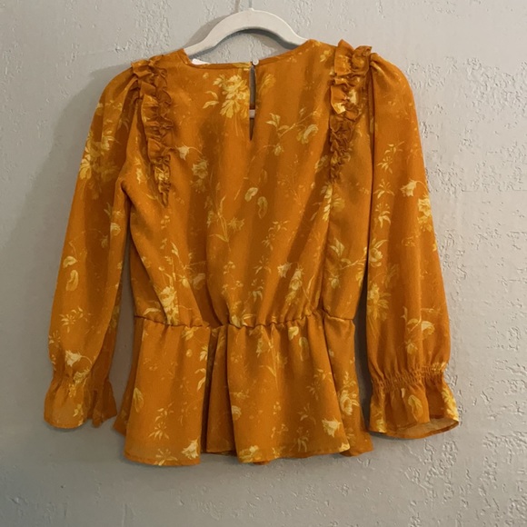 Madewell Ruffle Shoulder Botanical Floral Peplum - Picture 11 of 13